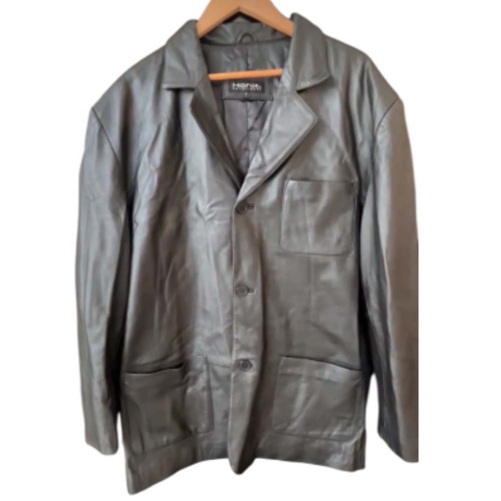 Horst Düsseldorf Men’s XL Leather Jacket Classic Black Coat